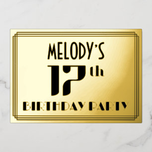 17th Birthday Party: Art Deco Look “17” and Name