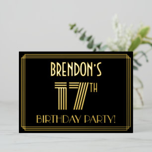 17th Birthday Party — Art Deco Style “17” + Name