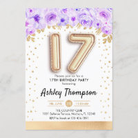 17th Birthday Party - Gold Balloons Purple