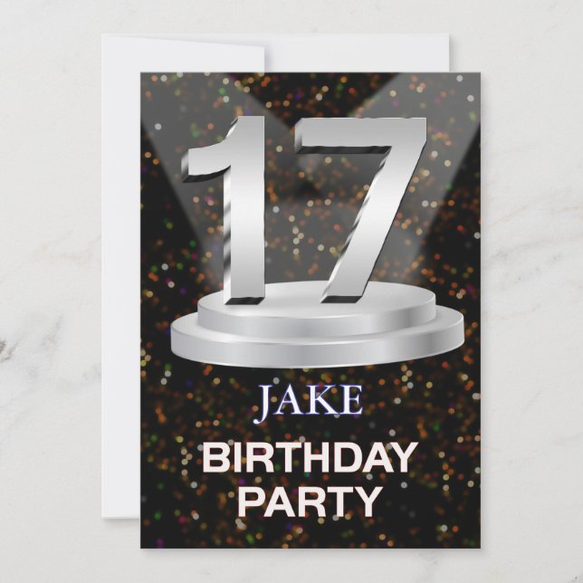 17th Birthday Party Invitation Add a Name (Front)