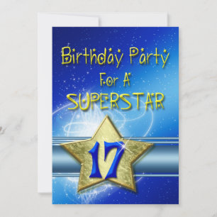 17th Birthday party Invitation for a Superstar.