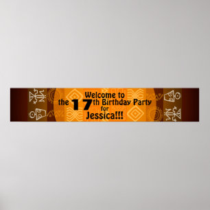 17th Birthday Party Personalised Banner 60x11 Poster