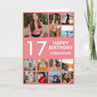 17th Birthday Photo Collage 13 Photos Pink & White