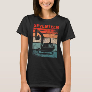 17th Birthday Retro Excavator Construction Vehicle T-Shirt