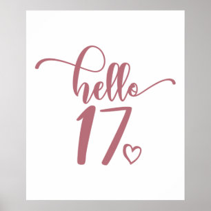 17th Birthday Women Hello 17 Cute 17 Years Old Poster