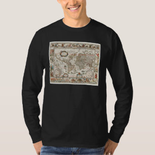 17TH CENTURY ANTIQUE WORLD MAP HISTORY GEOGRAPHY E T-Shirt