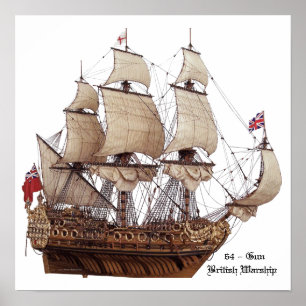 17Th Century British Warship Model Poster
