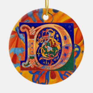 17th Century Letter D Ceramic Tree Decoration