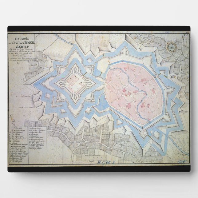17th Century Map of Coesfeld Ludgerusburg Germany Plaque (Front)
