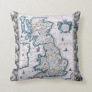 17th Century Map Of England Cushion