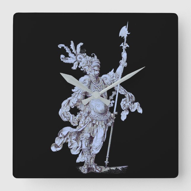 17th century soldier square wall clock (Front)