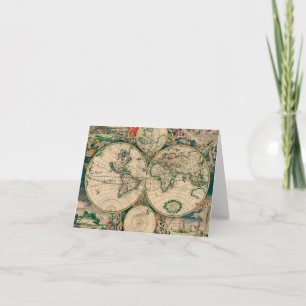 17th Century World Map Notecard