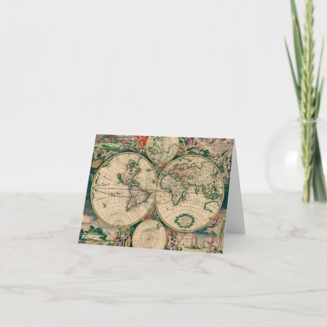 17th Century World Map Notecard (Front)