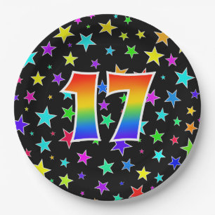 17th Event: Bold, Fun, Colorful Rainbow 17 Paper Plate