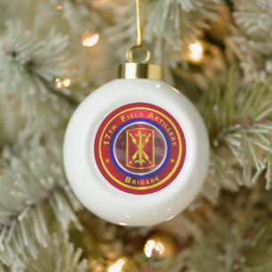 17th Field Artillery Brigade Ceramic Ball Christmas Ornament