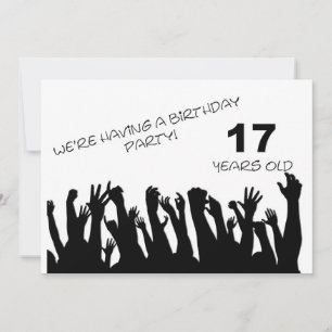 17th party invitation with cheering crowds