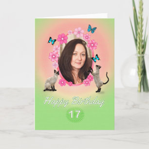 17th photo card with cats and butterflies,