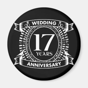 17TH wedding anniversary black and white Magnet