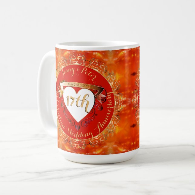 17th Wedding Anniversary Carnelian  Coffee Mug (Front Left)