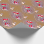 17th Wedding Anniversary Carnelian Ring & Roses Wrapping Paper<br><div class="desc">For their 17th wedding anniversary,  a nod to the traditional gemstone Carnelian held by medallion text with their names and your greeting! If you like this design,  there are many other products with this you can find at my Zazzle shop.</div>