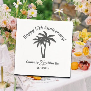 17th Wedding Anniversary Palm Trees Napkin