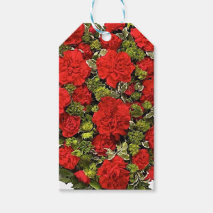 17th Wedding Anniversary, Red Carnations Gift Tags