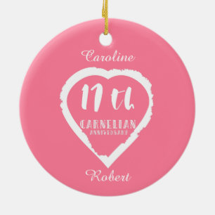 17th Wedding anniversary traditional carnelian Ceramic Tree Decoration