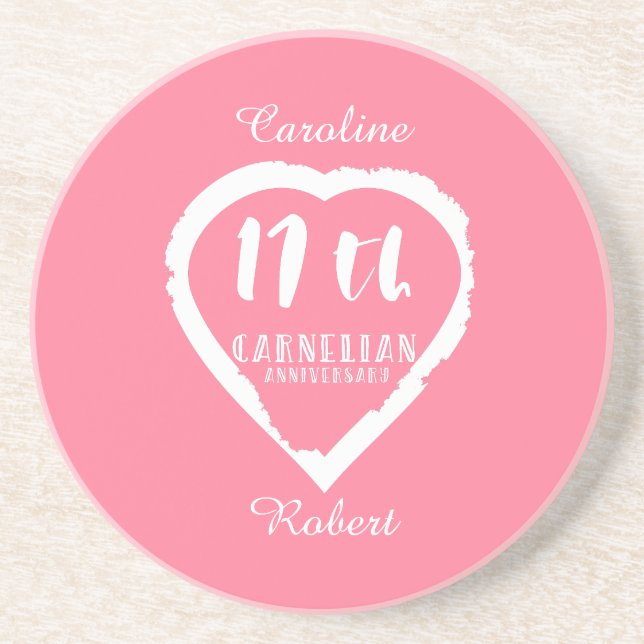 17th Wedding anniversary traditional carnelian Coaster (Front)