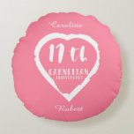 17th Wedding anniversary traditional carnelian Round Cushion<br><div class="desc">If you would like any help customising this design please contact me,  there is an ask this designer button,  just below this text. Aromantic heart brush stroke design for people celebrating 17th wedding anniversary. Carnelian gemstone is the traditional gift for this occasion.</div>