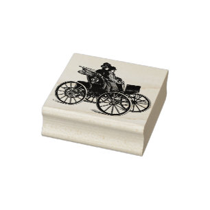 1800s Victorian man woman Carriage Wagon Art Rubber Stamp
