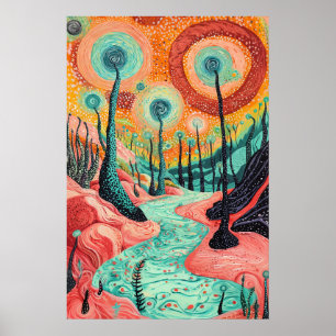 1801 Cosmic Surrealist Dreamscape Poster