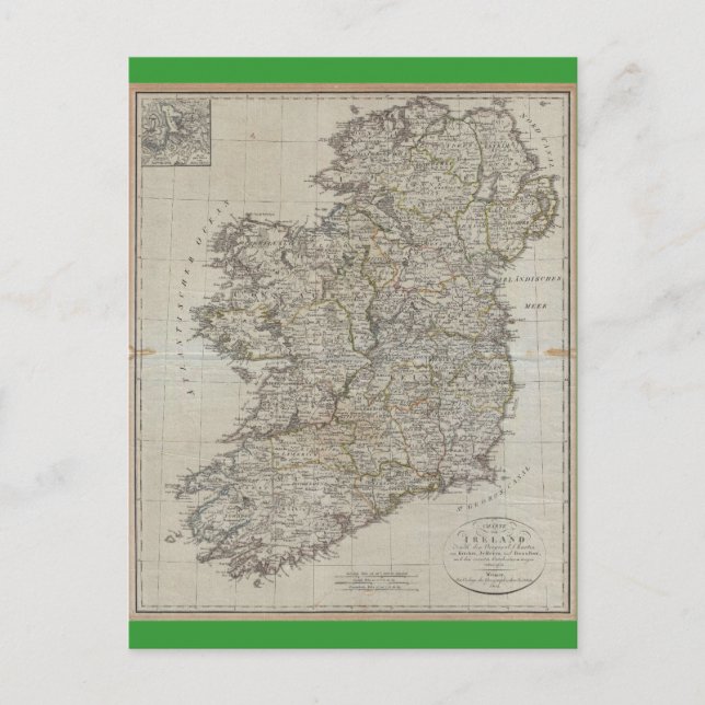 1804 Map of Ireland Postcard (Front)