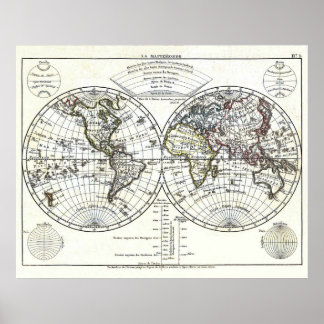 1806 Atlas Map: La Mappemonde by Eustache Hérisson Poster