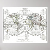 1806 Atlas Map: La Mappemonde by Eustache Hérisson