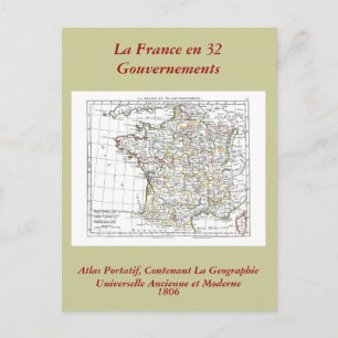 1806 Map - La France en 32 Gouvernements Postcard