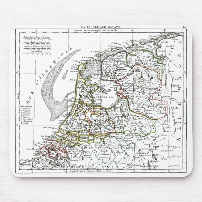 1806 Map - La Republique Batave Mouse Pad (Front)