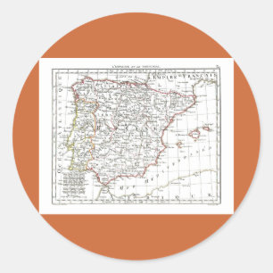 1806 Map - L'Espagne et le Portugal Classic Round Sticker