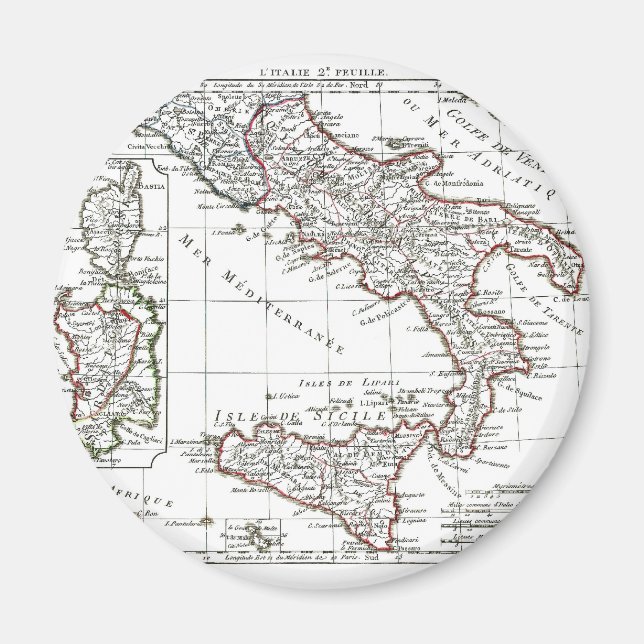 1806 Map - L'Italie (Sud) Magnet (Front)