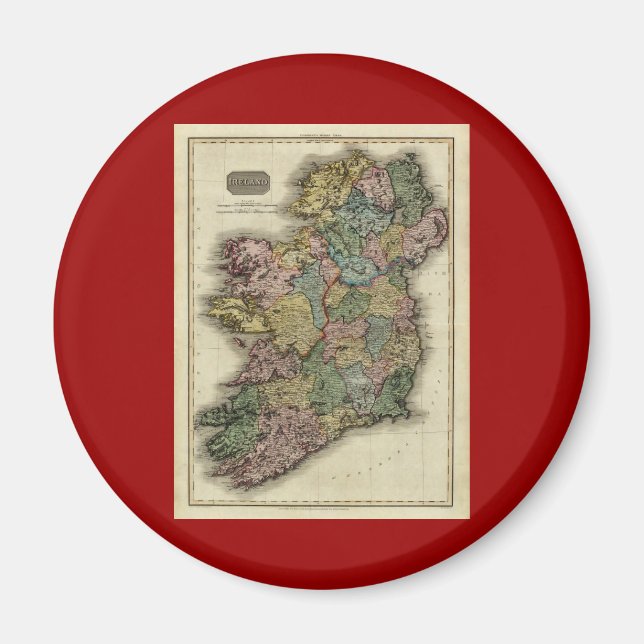 1813 Ireland Map by John Pinkerton Magnet (Front)