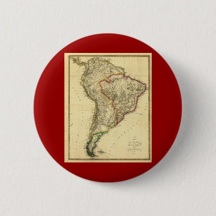 1817 Map of South America 6 Cm Round Badge