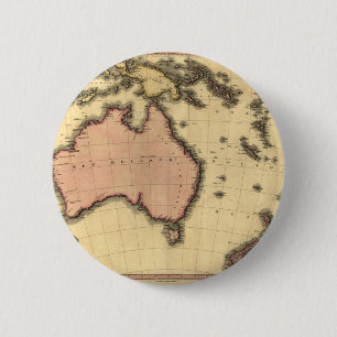 1818 Australasia Map - Australia, New Zealand 6 Cm Round Badge