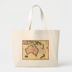 1818 Australasia Map - Australia, New Zealand Large Tote Bag