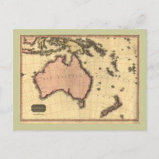1818 Australasia Map - Australia, New Zealand Postcard
