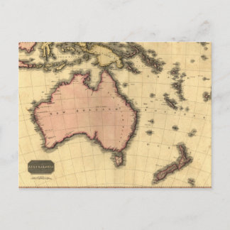 1818 Australasia Map - Australia, New Zealand Postcard