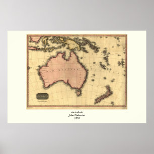 1818 Australasia Map - Australia, New Zealand Poster