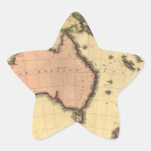 1818 Australasia  Map - Australia, New Zealand Star Sticker