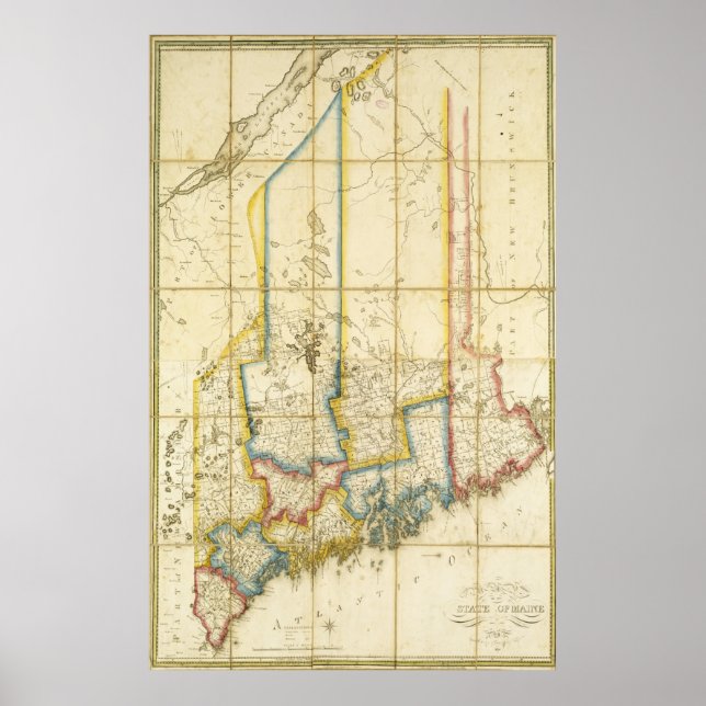 1820 Map of the State of Maine Poster (Front)