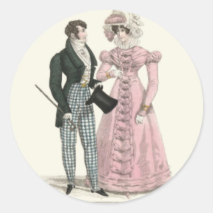 1823 Antique Wedding Man Woman Fashion Classic Round Sticker