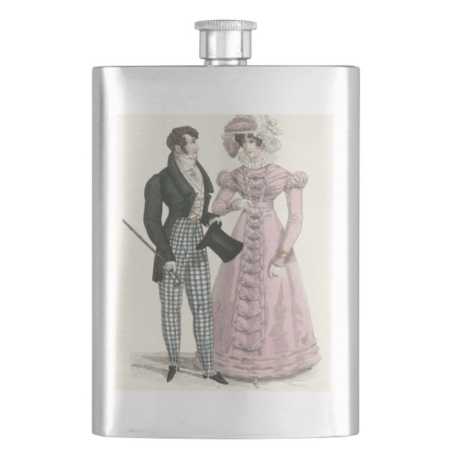 1823 Antique Wedding Man Woman Fashion Hip Flask (Front)