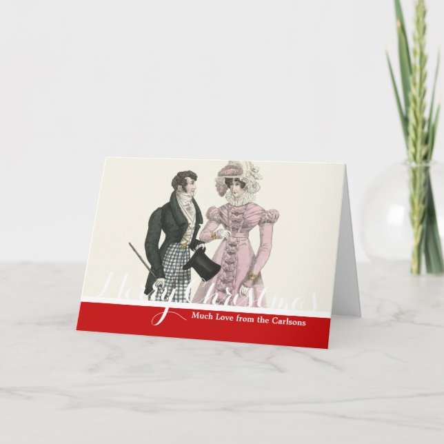 1823 Antique Wedding Man Woman Fashion Holiday Card (Front)